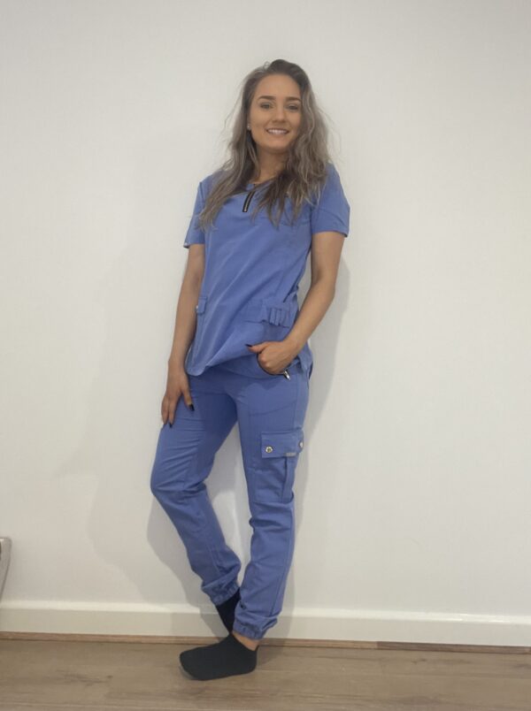 Sky Blue Zip Scrubs 3