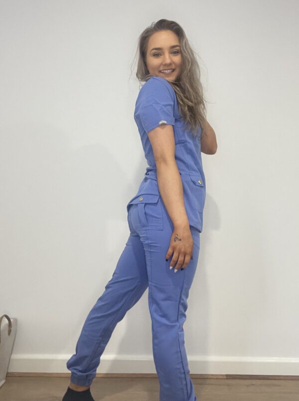 Sky Blue Zip Scrubs 2