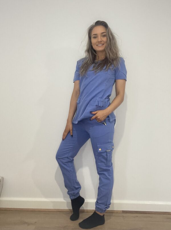 Sky Blue Zip Scrubs